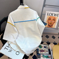 Contrast Color Pocket Loose Shirt Men And Women