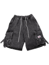 Pants Y2k Vintage High Street Work Casual Loose Straight Pockets Denim Shorts