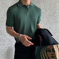 Men's Knitted T-shirt Solid Color Thin Loose Casual Polo Collar Polo Shirt