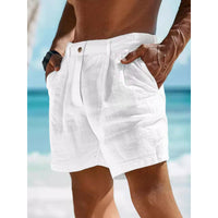 Men's Linen Shorts Button Pocket