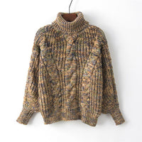Autumn And Winter New Women's Wool Turtleneck Pullover Twist Long Sleeve Loose Knitted Bottoming Shirt
