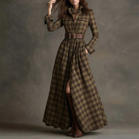 Elegant Commuter Printed Lapel Slim-Fit Dress