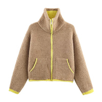 Contrast Color Knit Bomber Jacket