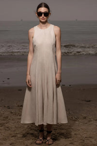 Round-neck Loose Solid-color Casual Sleeveless Dress