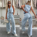 Lace-up Wide-leg Jeans Fashion Denim Set Womens