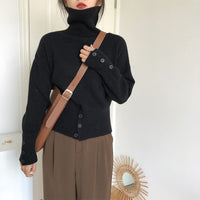 Design High Waist Button Retro Lazy Style Wear Sweater