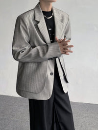 Men's Elegant Striped Faux Two-piece Blazers