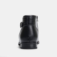 Men's Belt Buckle Side Zipper Plush Boots