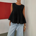 Pleated Slim-fit Loose Vest Shirt