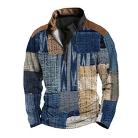 Half Zipper Sweater Ethnic Style 3d Printing