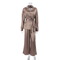 Womens Summer Loungewear Set Relaxed Comfortable Rayon-Look Pants And Robe For Casual Home Wear