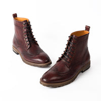 First Layer Cowhide Men's High-top Leather Boots Men's British Brock Martin Boots