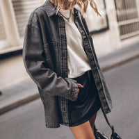 Personalized Large Pocket Loose Denim Shirt