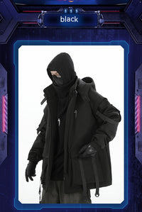Winter New Functional Fan Moving Ribbon Hooded Cotton Jacket Men