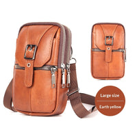 Genuine Leather Belt-Attached Multifunctional Phone Bag Mens Waist Bag