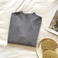 Simple Casual Stand Collar Shoulder Long Sleeve Sweater