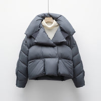 Korean-style Knitted Patchwork Large Lapel Short Down Jacket For Women