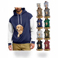 Men's Comfortable Retro Color-Block Long-Sleeve Hoodie