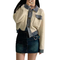 Color-contrasting Stripe Mixed Color Knitted Cardigan Women's Coat