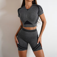 Seamless Pleated Yoga Clothes Two-piece Women's Outdoor