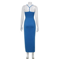 European And American-style Feminine V-neck Knitted Slip Dress