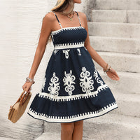 Ethnic Resort-Style Suspender Dress EuropeanAmerican Cross-Border Ruched Tube Top Short Skirt