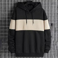 Mens Patchwork Color-Block Hoodie Single-Face Style
