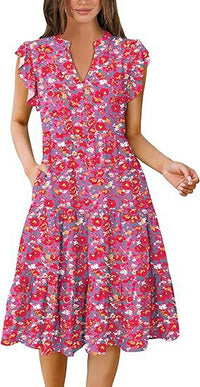 Summer Elegant Printed Dress With Ruffle Sleeves