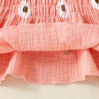 Infant Sunken Stripe Suspender Skirt Shorts Headscarf Three-piece Set