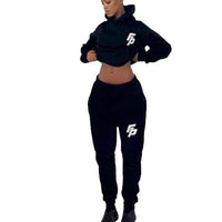 Long Sleeve Hooded Sweatshirt With Jogger Pants Two-Piece Set