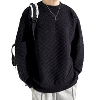High-End Plaid Jacquard Sweater Mens SpringAutumn Trendy Loose Knitwear