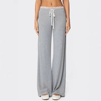 Women's Drawstring Drapey Loose Lace-trimmed Trousers