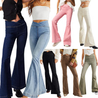 Women's Waist Irregular Slim-fit Slimming Stretch Denim Flared Pants