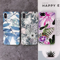 White leaf oil painting morning glory flower phone case