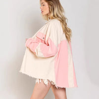 Retro Washed Patchwork Color-Block Denim Jacket For Women