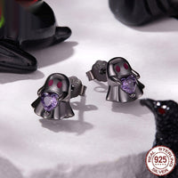 Halloween Spider Skull Stud Earrings