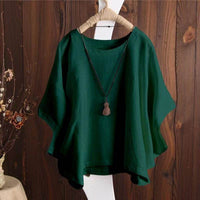 Women's Loose Solid Color Batwing Sleeve Short Sleeve T-shirt