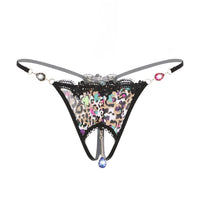 Embroidered Women's  Briefs Hollowed Out Leopard Color Pattern