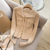 Thin Base Sweater Knitted Zipper Cardigan Outerwear