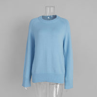 Crew Neck Pullover Sweater Women's Loose Knitted Sweater