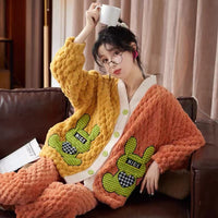 Thickened Winter Cute Cartoon Flannel Warm Loungewear