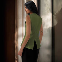 Artistic V-neck Waist-cinching Vest