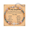 Beaded Stainless Steel Cross Womens Bracelet