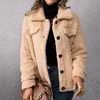 Loose Casual Lapel Plush  Jacket Lamb Fleece Coat