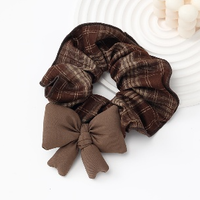 Bow tie hair ring-plaid style-black-1 piece