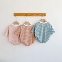 Summer Baby Children's Cotton Short Sleeve Rompers Printed Striped Romper