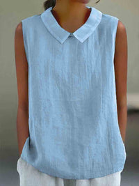 Artistic Womens Black Sleeveless Loose-fitting Top With A Collar