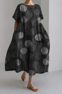 Retro Floral Pocketed Loose Womens Printed Maxi Dress