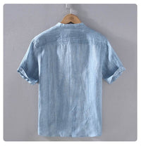 Japanese-style Retro Men's Youth Casual Linen Short-sleeved Shirt