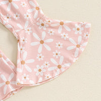 Girls' Romper Flower Bell-bottom Pants Three-piece Set